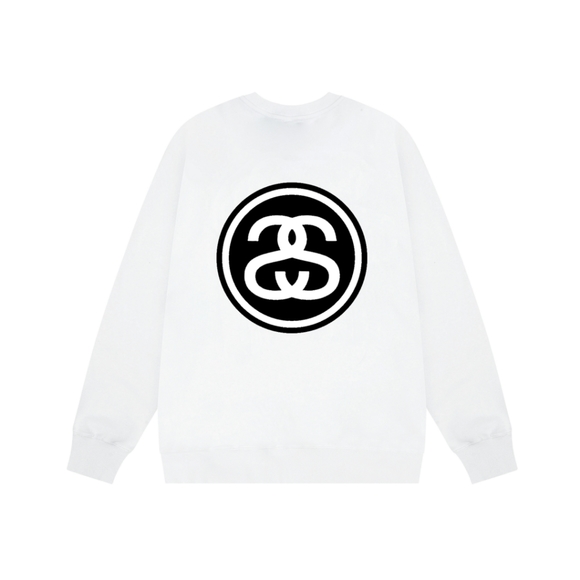 そ*ん様 stussy ホワイト スワールロゴ クルーネックニット そ*ん様 stussy ホワイト スワールロゴ クルーネックニット